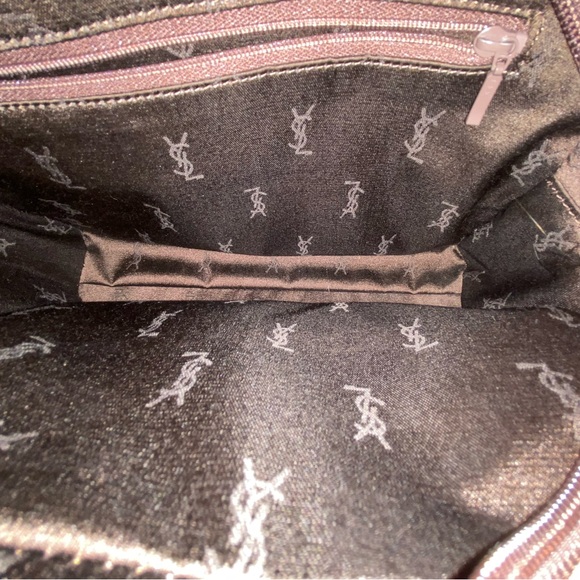 Vintage Saint Laurent Chocolate Brown Satin Satchel with Tortoiseshell Accents - Picture 8 of 10